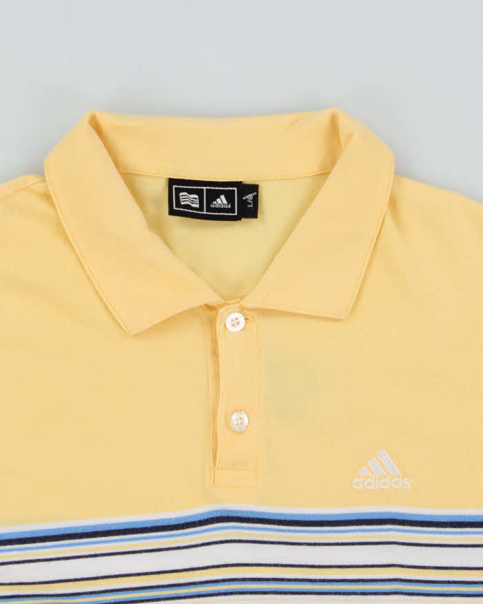 Vintage Y2K 00s Adidas Striped Embroidered Short Sleeve Polo Shirt - L
