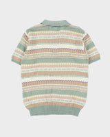 Vintage 1990s Mitsumine Japan Striped Short Sleeve Knit Polo Shirt - M