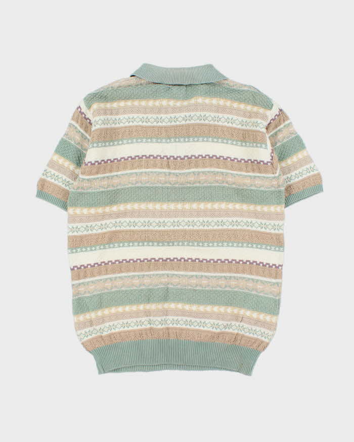 Vintage 1990s Mitsumine Japan Striped Short Sleeve Knit Polo Shirt - M