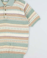 Vintage 1990s Mitsumine Japan Striped Short Sleeve Knit Polo Shirt - M