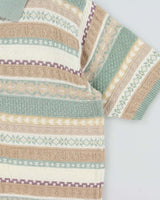 Vintage 1990s Mitsumine Japan Striped Short Sleeve Knit Polo Shirt - M