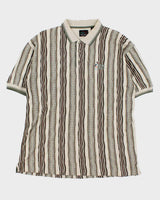 Vintage 1990s Greg Norman Striped Textured Short Sleeve Polo Shirt - L