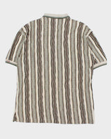 Vintage 1990s Greg Norman Striped Textured Short Sleeve Polo Shirt - L