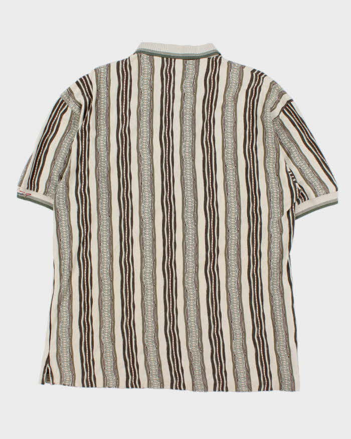 Vintage 1990s Greg Norman Striped Textured Short Sleeve Polo Shirt - L