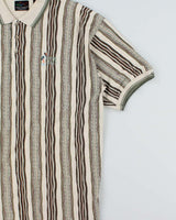 Vintage 1990s Greg Norman Striped Textured Short Sleeve Polo Shirt - L
