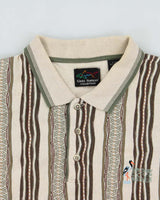 Vintage 1990s Greg Norman Striped Textured Short Sleeve Polo Shirt - L