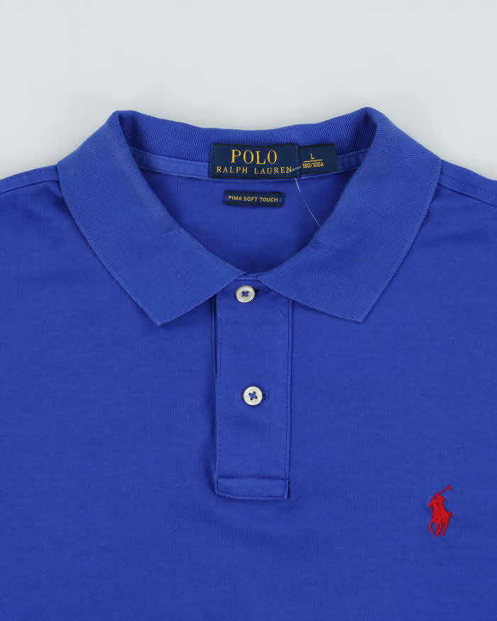 Vintage Polo Ralph Lauren Cobalt Prima Soft Touch Short Sleeve Polo Shirt - L