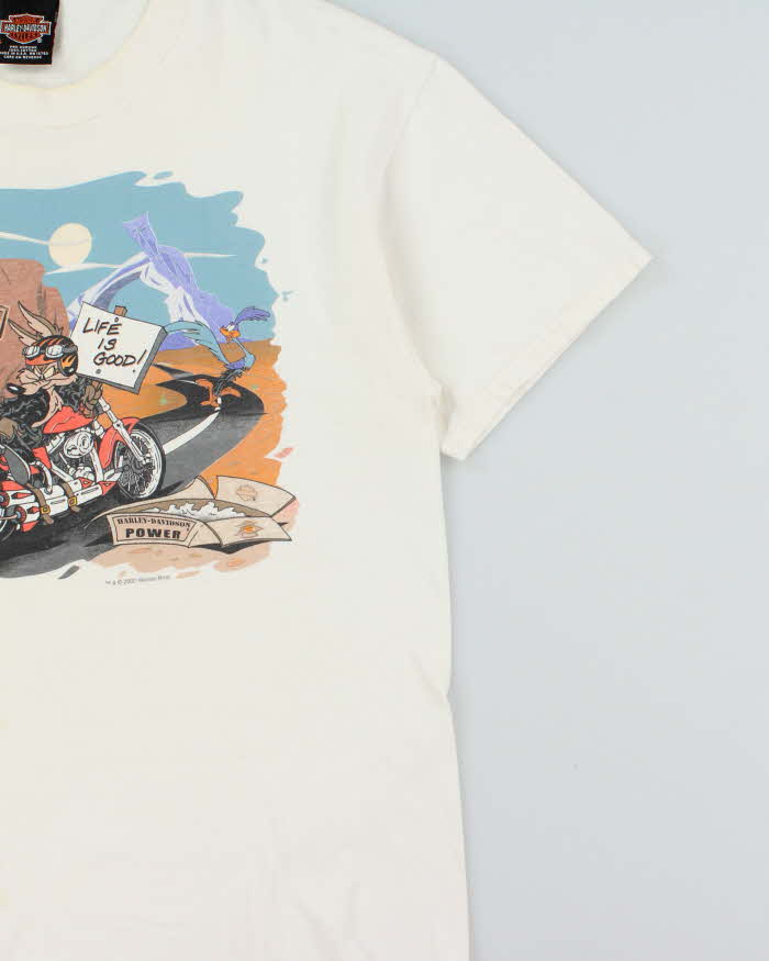 Vintage 2000 Harley Davidson x Looney Toons Hanes Beefy Made In USA Distressed Crewneck T-Shirt - L