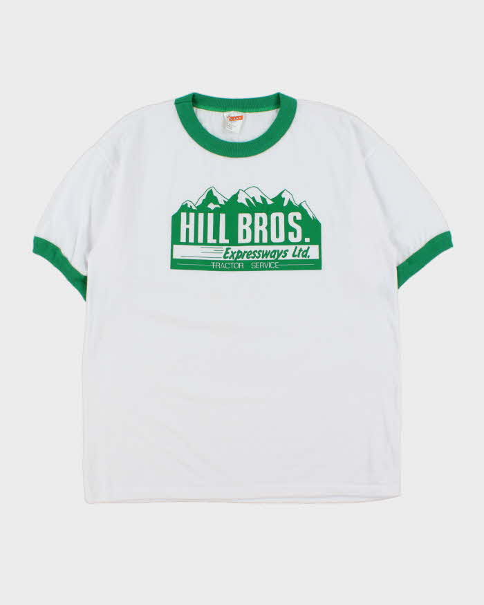 Vintage 1990s Hill Bros. Single Stitch Made In Canada Crewneck Ringer T-Shirt - M