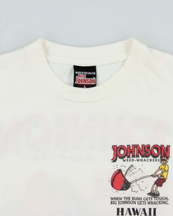 Vintage 1990s Big Johnson By Oneita Hawaii Weed-Whackers Single Stitch Made In USA Heavyweight Crewneck T-Shirt - L