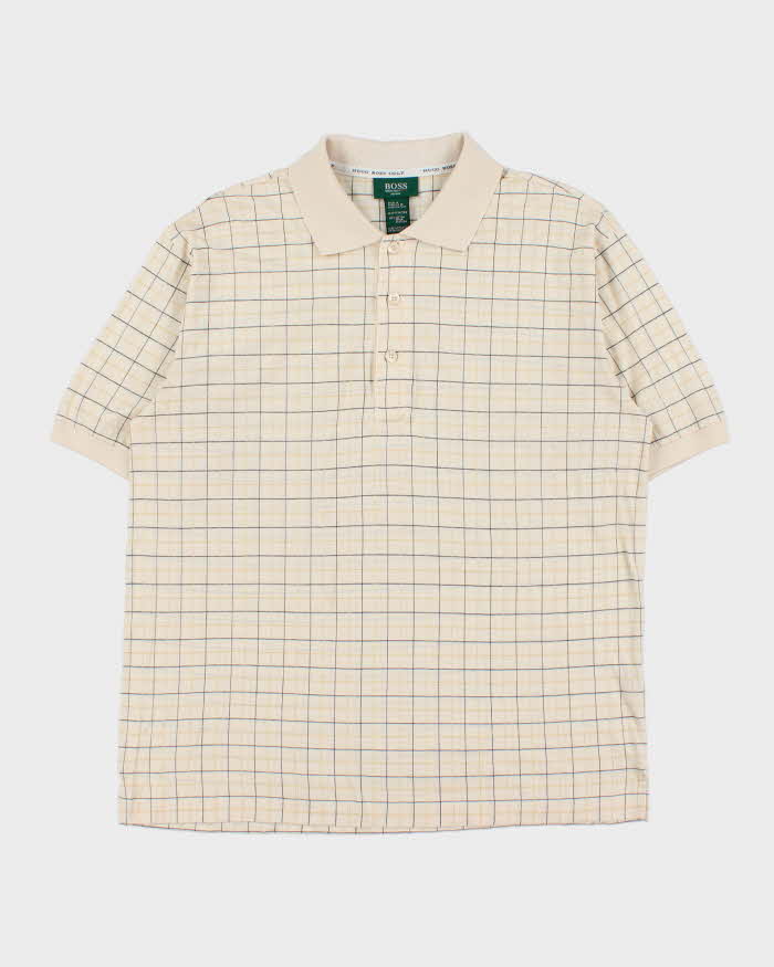 Vintage 1990s Hugo Boss Golf Tattersall Short Sleeve Polo Shirt - M