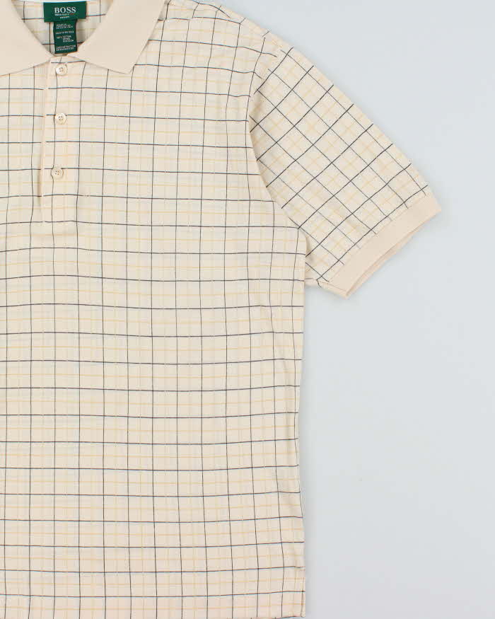 Vintage 1990s Hugo Boss Golf Tattersall Short Sleeve Polo Shirt - M