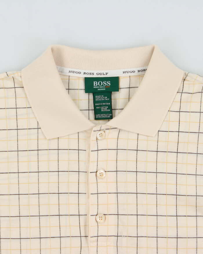 Vintage 1990s Hugo Boss Golf Tattersall Short Sleeve Polo Shirt - M