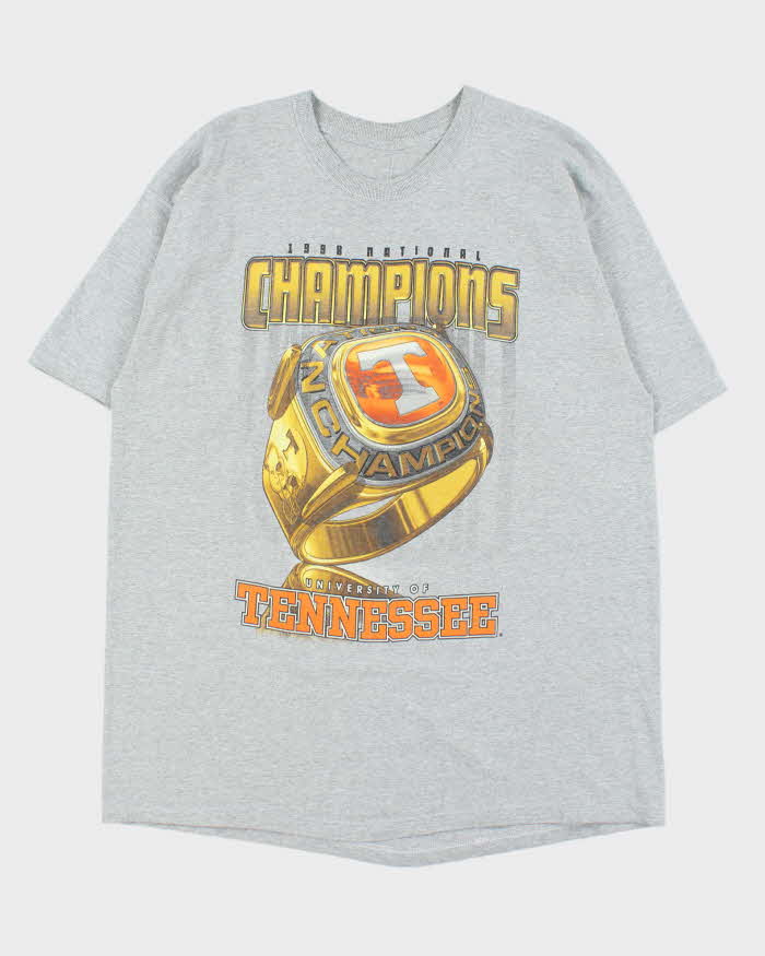 Vintage 1999 Pro Player University Of Tennesse National Champions Marl Grey Heavyweight Crewneck T-Shirt - XL