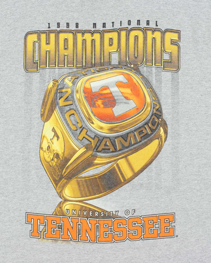Vintage 1999 Pro Player University Of Tennesse National Champions Marl Grey Heavyweight Crewneck T-Shirt - XL
