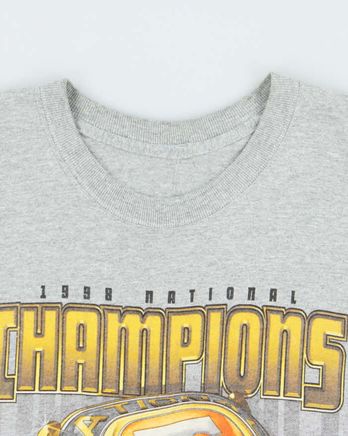 Vintage 1999 Pro Player University Of Tennesse National Champions Marl Grey Heavyweight Crewneck T-Shirt - XL