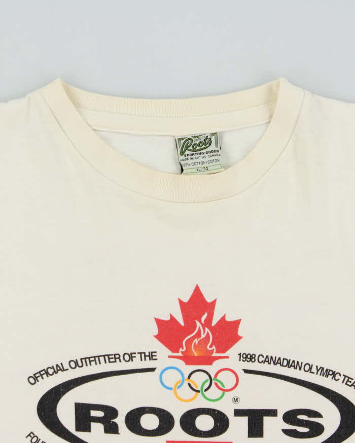 Vintage 1998 Roots Canadian Olympic Team Heavyweight Single Stitch Crewneck T-Shirt - XL