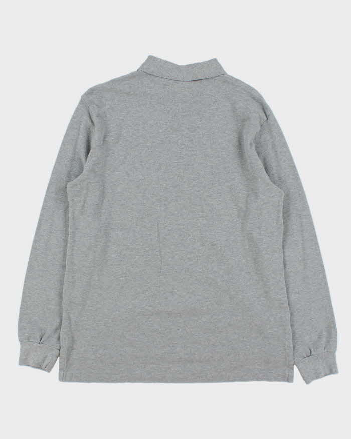 Vintage Y2K 00s Polo Ralph Lauren Marl Grey Classic Fit Long Sleeve Polo Shirt - L