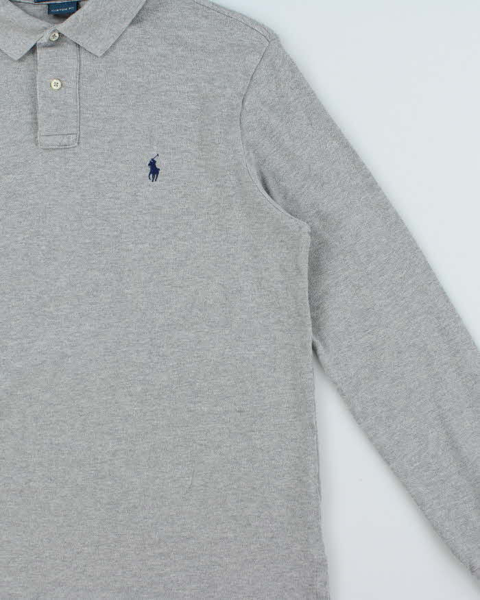 Vintage Y2K 00s Polo Ralph Lauren Marl Grey Classic Fit Long Sleeve Polo Shirt - L