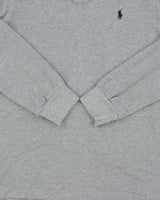 Vintage Y2K 00s Polo Ralph Lauren Marl Grey Classic Fit Long Sleeve Polo Shirt - L