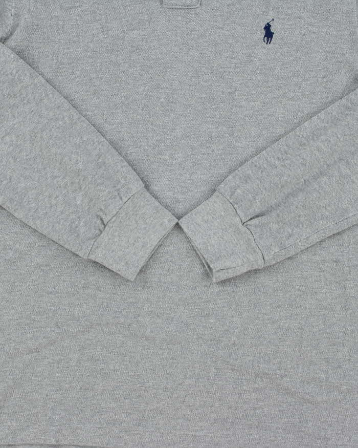 Vintage Y2K 00s Polo Ralph Lauren Marl Grey Classic Fit Long Sleeve Polo Shirt - L