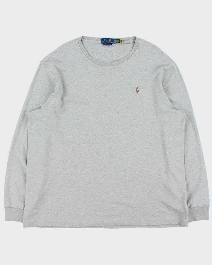 Vintage Polo Ralph Lauren Marl Grey Custom Slim Fit Long Sleeve T-Shirt - XXL