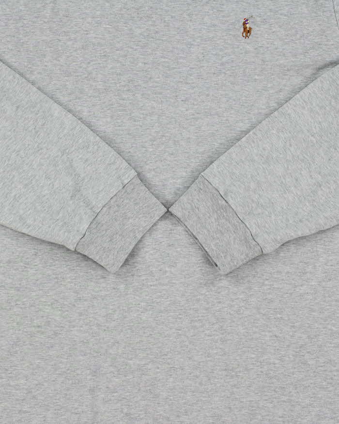 Vintage Polo Ralph Lauren Marl Grey Custom Slim Fit Long Sleeve T-Shirt - XXL