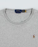 Vintage Polo Ralph Lauren Marl Grey Custom Slim Fit Long Sleeve T-Shirt - XXL
