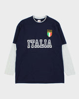 Vintage Y2K 00s Italia Futbol Double Layer Long Sleeve T-Shirt - M