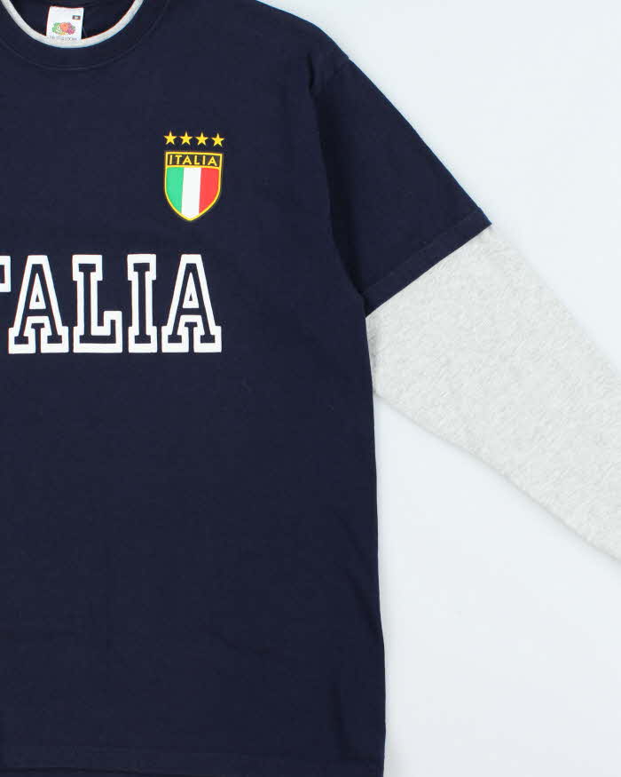 Vintage Y2K 00s Italia Futbol Double Layer Long Sleeve T-Shirt - M