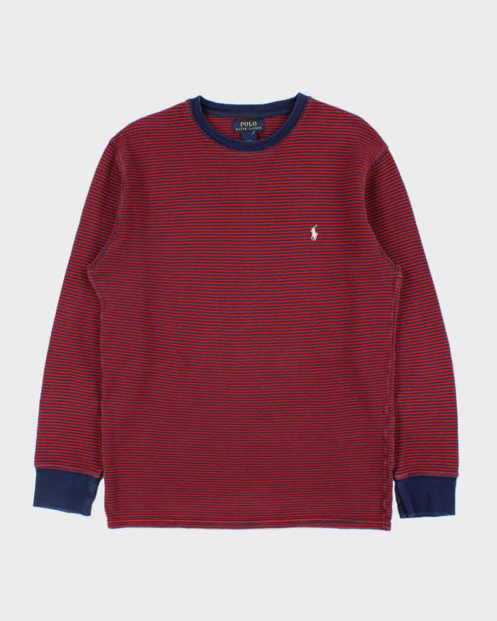 Vintage Polo Ralph Lauren Striped Long Sleeve Waffle T-Shirt - L