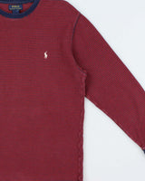 Vintage Polo Ralph Lauren Striped Long Sleeve Waffle T-Shirt - L