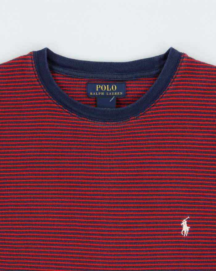Vintage Polo Ralph Lauren Striped Long Sleeve Waffle T-Shirt - L