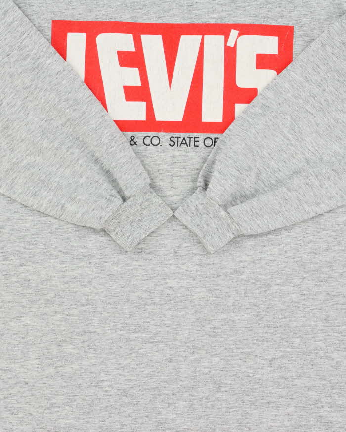 Vintage 1993 Levi's Grey Marl Big Logo Long Sleeve T-Shirt - L
