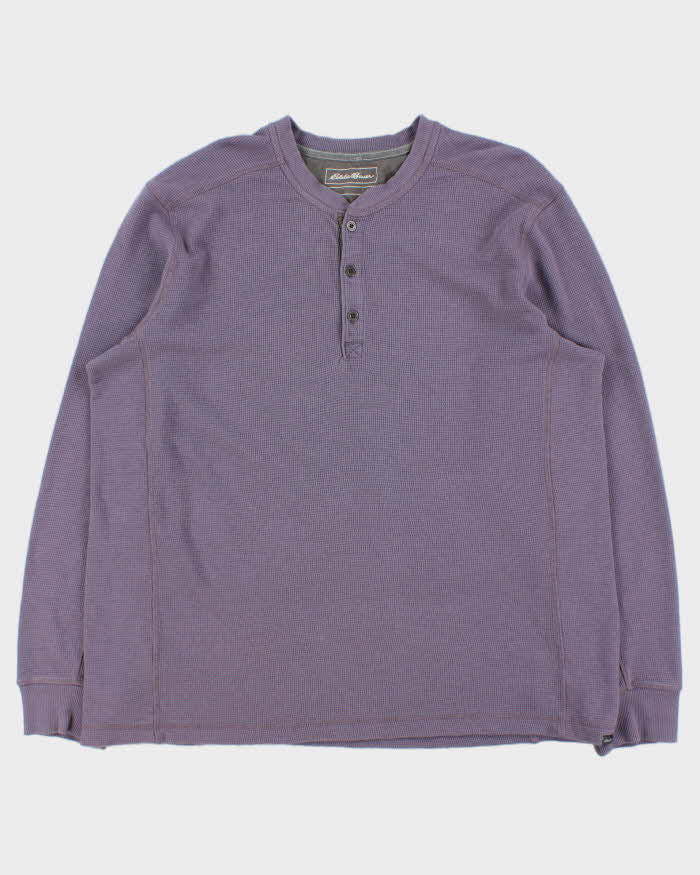Vintage Eddie Bauer Heavyweight Lavender Long Sleeve Waffle T-Shirt - XL