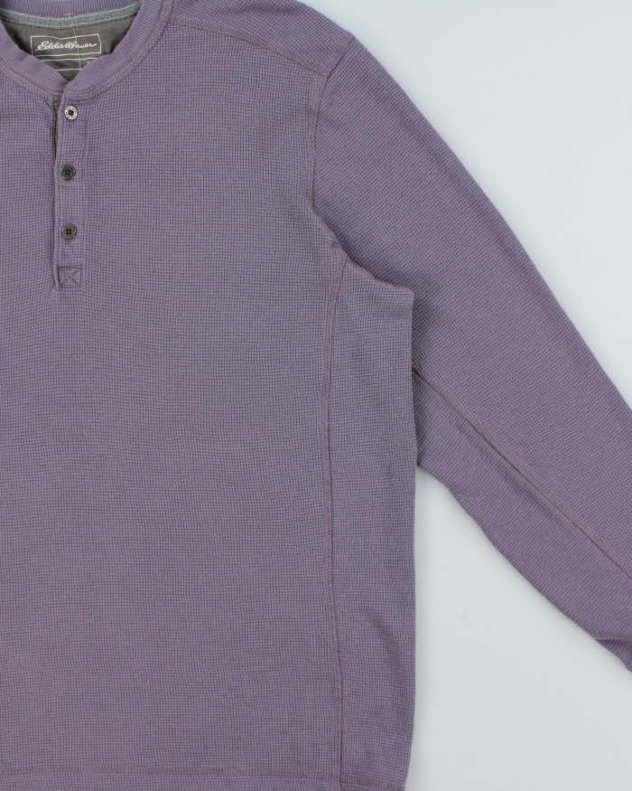 Vintage Eddie Bauer Heavyweight Lavender Long Sleeve Waffle T-Shirt - XL