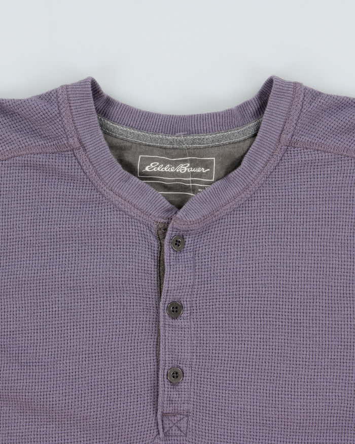 Vintage Eddie Bauer Heavyweight Lavender Long Sleeve Waffle T-Shirt - XL