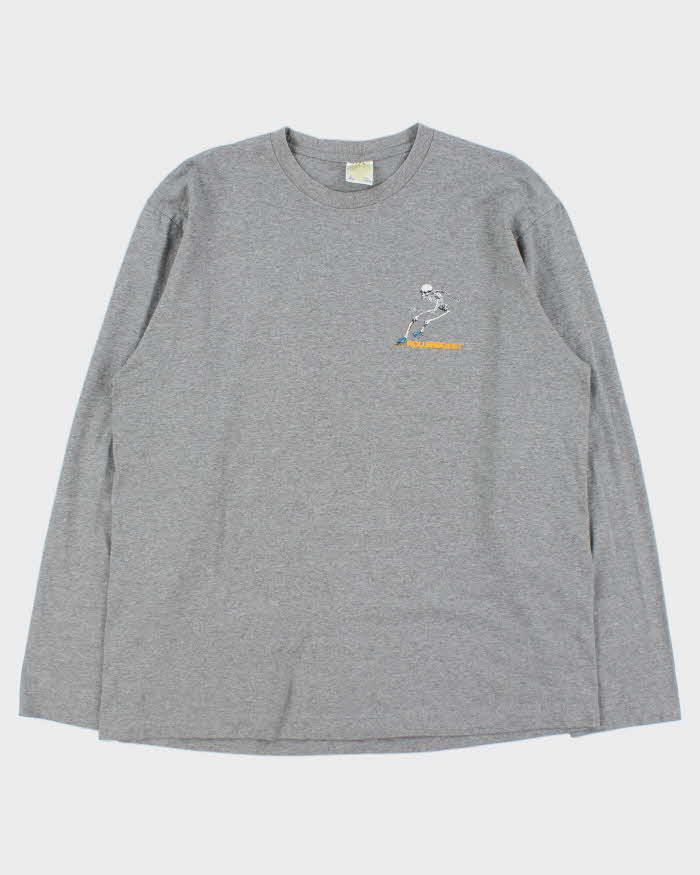 Vintage Y2K 00s Powell Peralta Rollerbones Marl Grey Long Sleeve T-Shirt - L