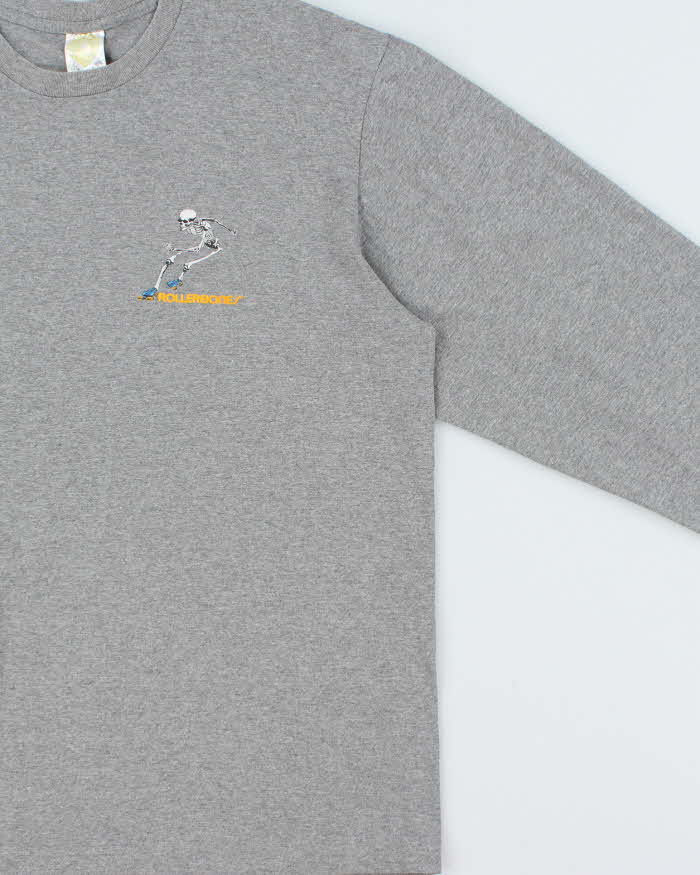 Vintage Y2K 00s Powell Peralta Rollerbones Marl Grey Long Sleeve T-Shirt - L