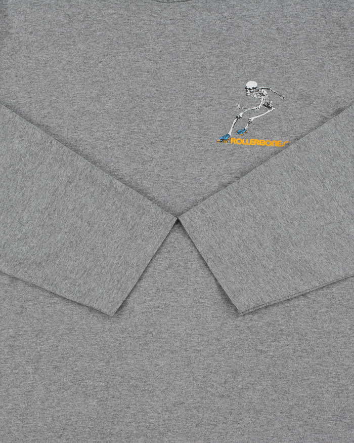 Vintage Y2K 00s Powell Peralta Rollerbones Marl Grey Long Sleeve T-Shirt - L