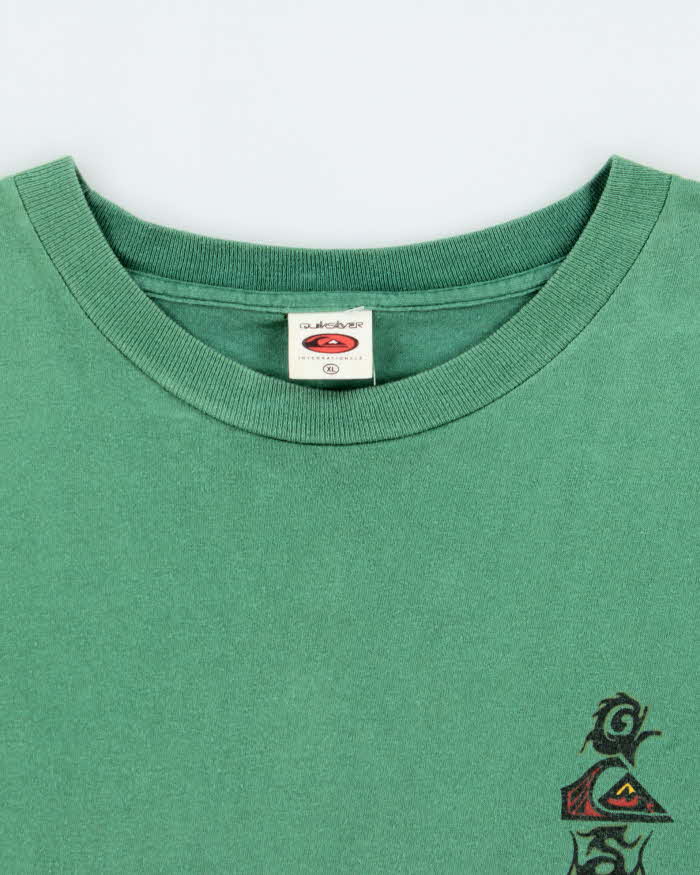 Vintage 1990s Quiksilver Made In USA Distressed Single Stitch Crewneck T-Shirt - XL