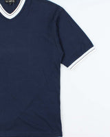 Vintage Y2K 00s Dunhill V-Neck Ribbed Cuff T-Shirt - L