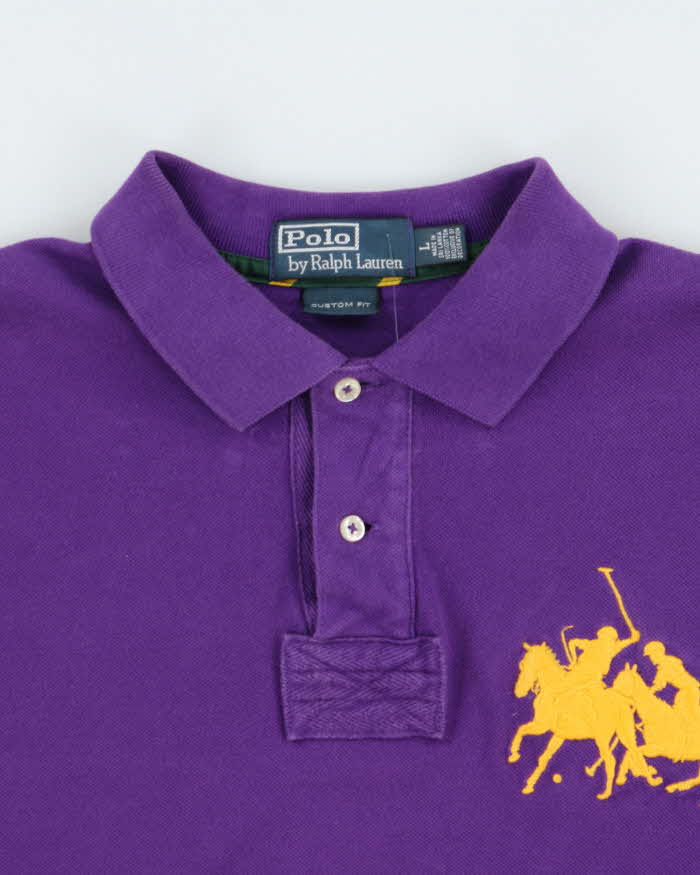 Vintage Y2K 00s Polo Ralph Lauren Large Double Pony Custom Fit Short Sleeve Polo Shirt - L