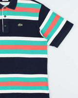 Vintage Y2K 00s Lacoste Japan Classic Croc Striped Short Sleeve Polo Shirt - L