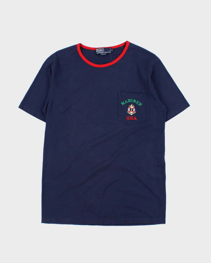 Vintage 1980s Polo Ralph Lauren Embroidered Single Stitch Crewneck Pocket T-Shirt - L
