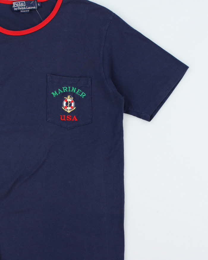 Vintage 1980s Polo Ralph Lauren Embroidered Single Stitch Crewneck Pocket T-Shirt - L