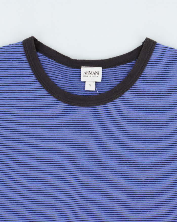 Vintage Y2K 00s Armani Collezioni Striped Crewneck T-Shirt - S