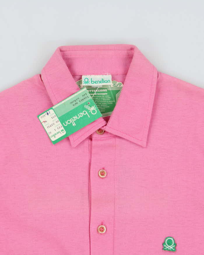 DSWT 1980s Benetton Single Stitch Short Sleeve Polo Shirt - S