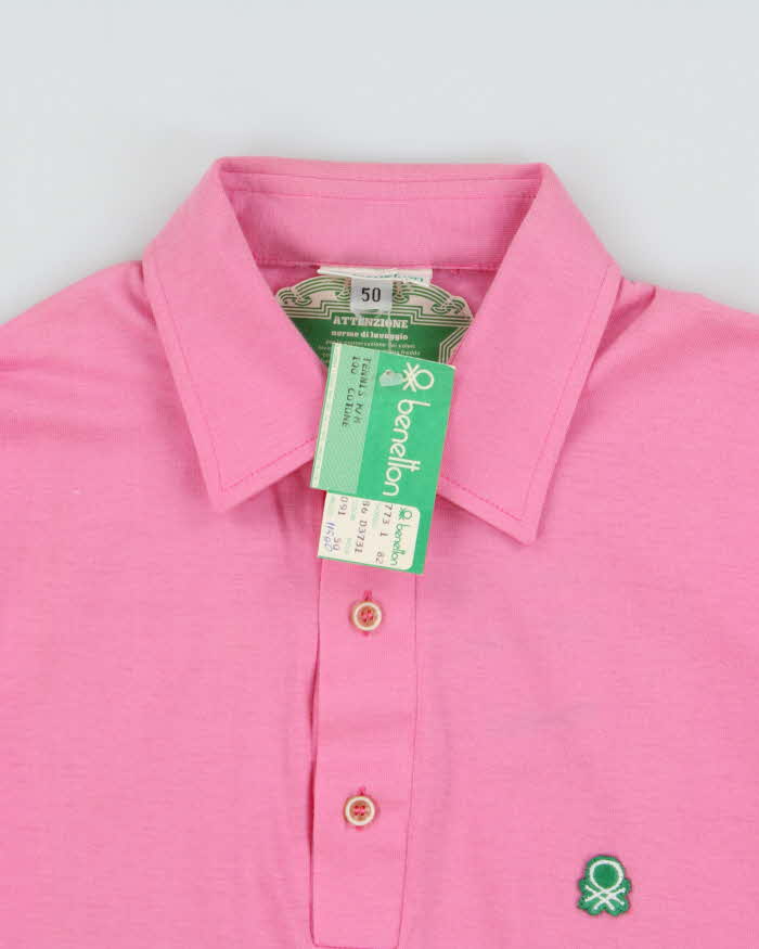 DSWT 1980s Benetton Single Stitch Short Sleeve Polo Shirt - M