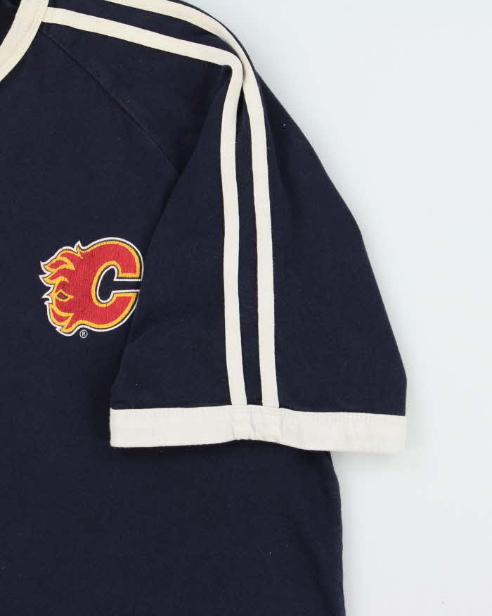 Vintage Y2K 00s NHL Team Calgary Flames Crewneck Ringer T-Shirt - L